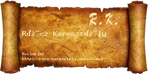 Rácz Keresztély névjegykártya